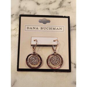Dana Buchman Rose Gold Tone & Crystal Accent Hoop Drop Earrings With Lever Back